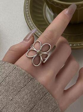 小众设计夸张雏菊花朵戒指女简约高级感开口指环时尚百搭食指戒潮