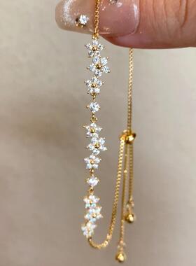 法式梦幻花庭手链女小众百搭设计感花朵锆石手串少女感手饰品