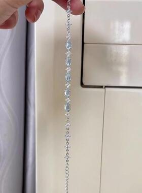 清冷感爆闪蓝色水钻手链小众设计感简约时尚精致轻奢百搭气质手链