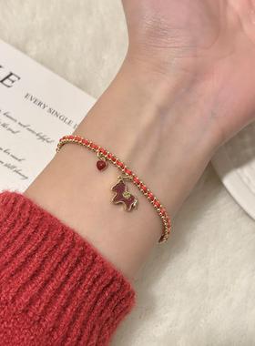 2026新款本命年生肖马红绳手链女手工编织手绳好运红色闺蜜手饰品