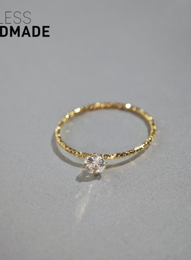 30分莫桑单钻14K包金切面戒指女