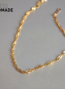 不掉色14K金色水波光粼粼手链