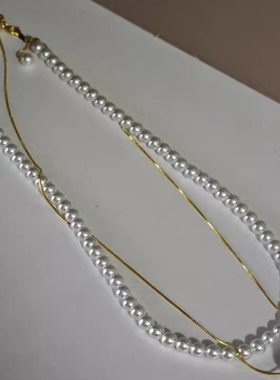 《双层浪漫》施家小珍珠项链925纯银18K金路路通锁骨链女多种佩戴