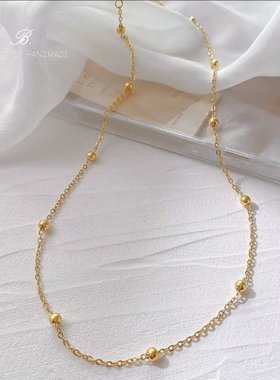 含金量5%进口14K满天星金珠项链