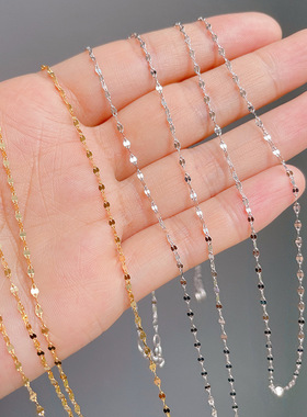 不掉色闪亮萃光14K包金锁骨链女