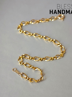 高级感美杜莎8字水波拧花美国进口14K包金手链女简约时髦不掉色