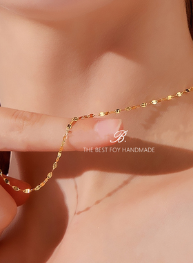 不掉色闪亮萃光14K包金锁骨链女