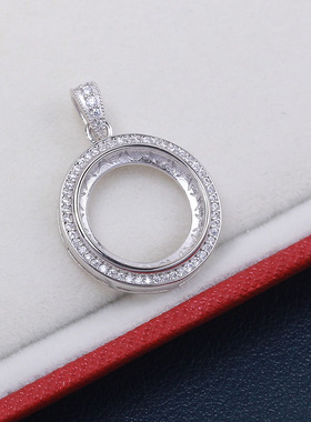 S925纯银圆形锆石珍珠吊坠马贝