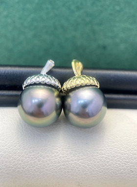 S925纯银精致松果遮瑕款珍珠吊坠