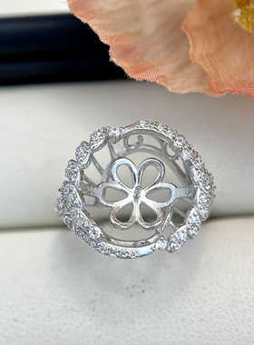 S925纯银大气新款精致DIY镶锆石