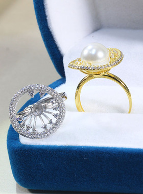 S925纯银时尚百搭荷叶边珍珠戒指