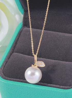 S925纯银苹果锆石珍珠吊坠项链