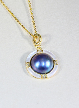 S925纯银轻奢潮流马贝珍珠吊坠