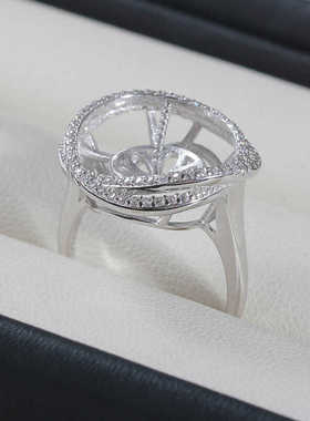 DIYS925纯银时尚新款戒指空托