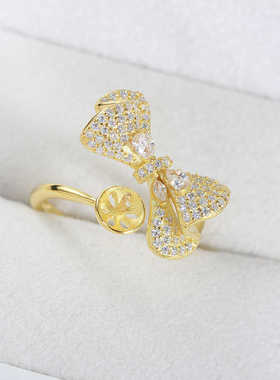 S925纯银甜美镶钻精致珍珠配件