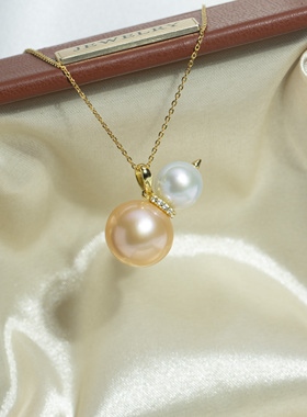 DIY珍珠配件新款S925纯银双珠葫芦吊坠空托气质轻奢