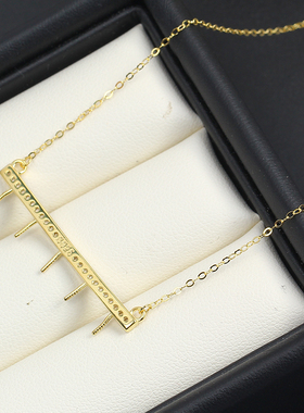 微镶锆多珠平衡木珍珠项链吊坠