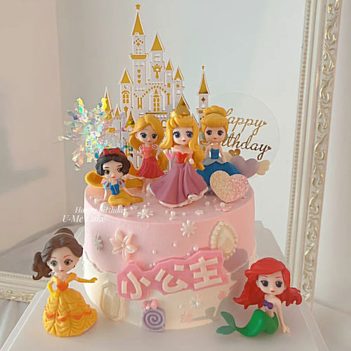 网红女孩生日蛋糕装饰迷你6款公主摆件Q版卡通少女心烘焙甜品装扮 - 图0
