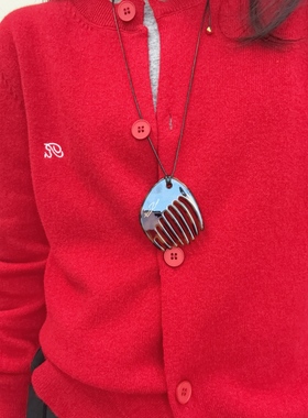 （梳子）琥珀色小众独特设计小梳子长款项链