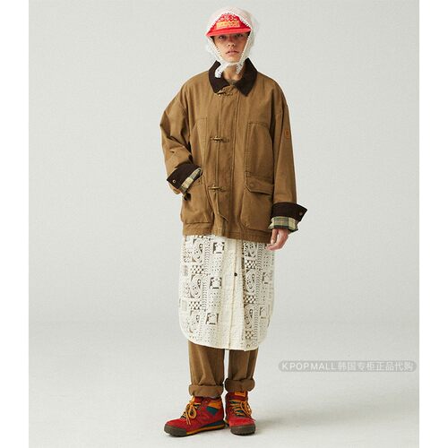 韩国正品代购 PENFIELD 男女同款棉质工作服米色日常服装高级夹克 - 图1