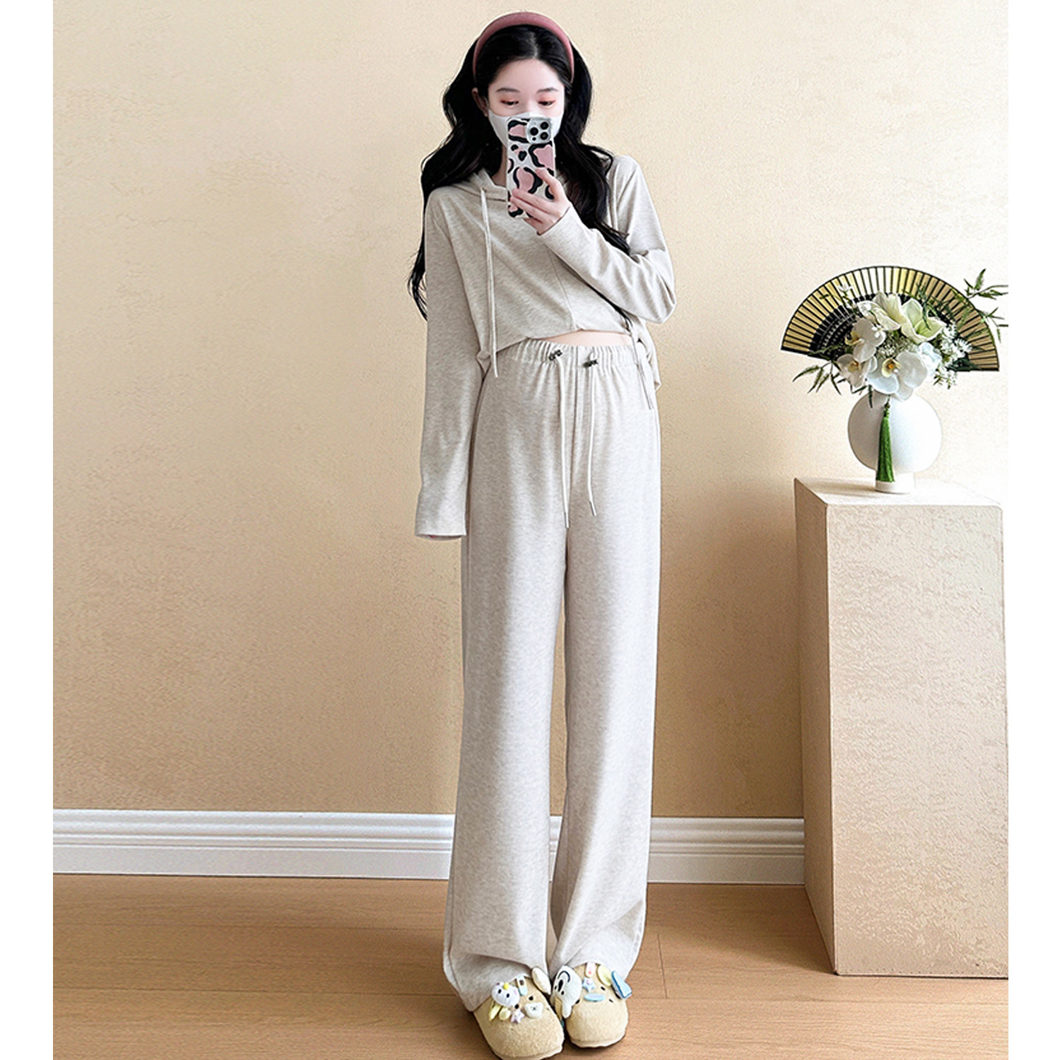 孕妇秋季套装时尚宽松慵懒风休闲运动连帽卫衣上衣阔腿裤子春秋款,淘宝优惠券,粉丝福利购,淘宝优惠卷