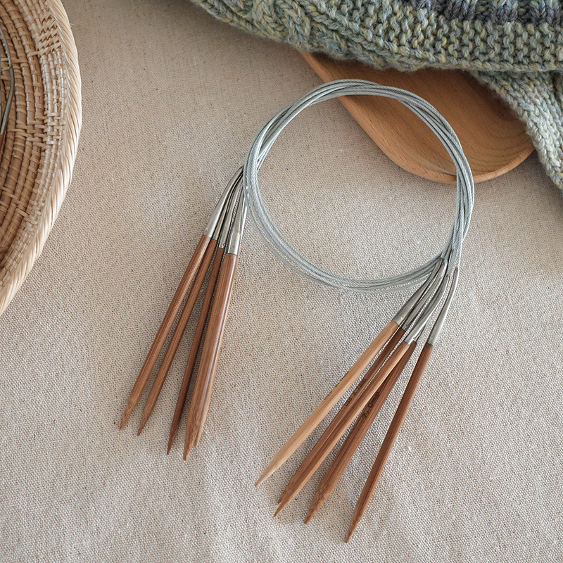 环针手工编织棒针 80cm长度环形针 炭化棒针竹针 环形针毛衣针 - 图0