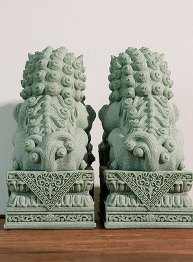 大门口石狮子摆件一对镇宅入户庭院柱子门前狮开业大吉送礼大气