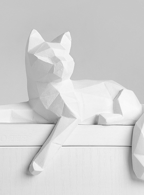 欧式简约白色切面趴猫家居客厅书架玄关橱窗创意装饰乔迁送礼摆件