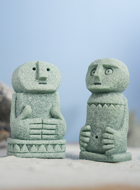 创意青砂石仿真巴厘石人雕塑摆件