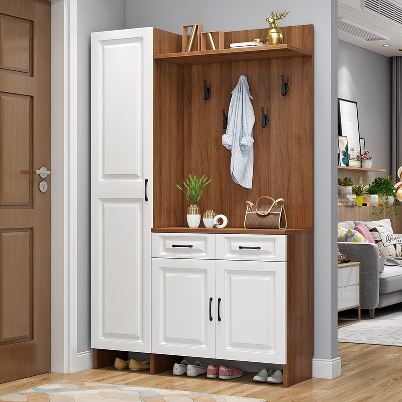 简约进门鞋柜门厅柜衣帽柜靠墙储物柜带穿衣镜大容量鞋架客厅衣柜,淘宝优惠券,粉丝福利购,淘宝优惠卷
