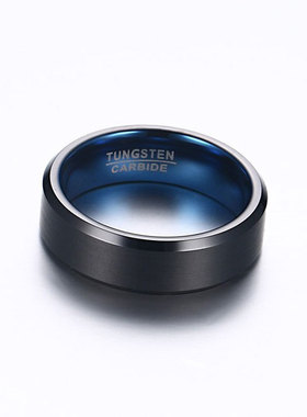 轻奢学生韩版钨钢刻字单身戒