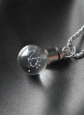 发光灯泡十二星座项链嘻哈夜店