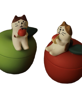 可爱红苹果青苹果猫猫桌面装饰