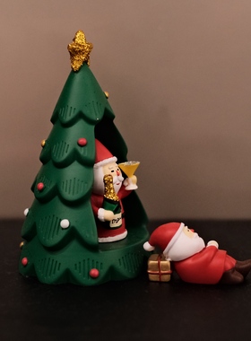 可爱萌萌趣味圣诞老人树摆件