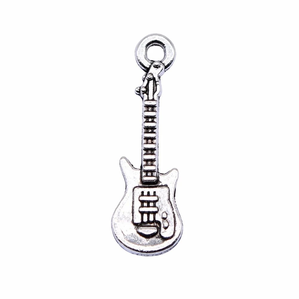 WYSIWYG 20pcs 24x7mm Antique Silver Color Guitar Charms Pend - 图0