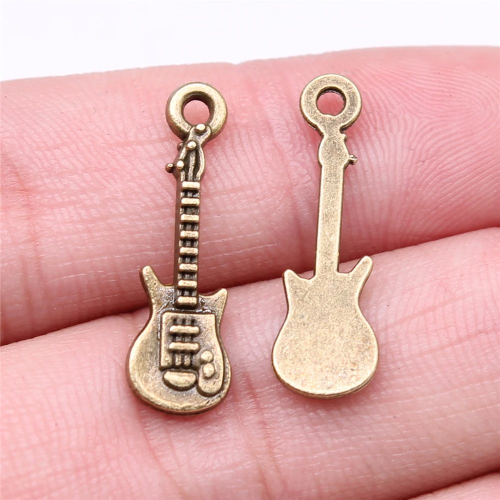 WYSIWYG 20pcs 24x7mm Antique Silver Color Guitar Charms Pend - 图2