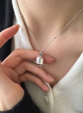 新中式高级感钱袋项链女新款气质锁骨链轻奢来财吊坠时尚首饰配饰