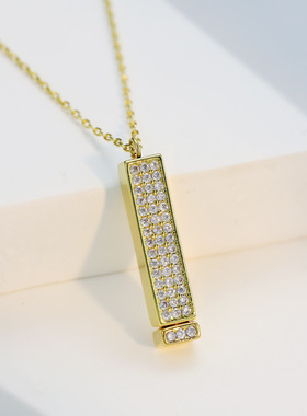 跨境热销项链铜镶钻伸缩立体棒项链女轻奢小众高级感配饰女士项饰