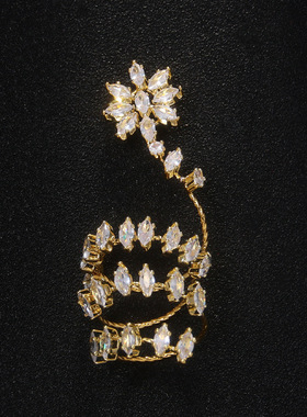 新款锆石花朵戒指指环可调节锆石环绕戒指配饰女士 ring