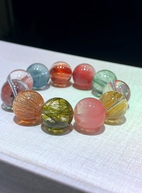 韦雪同款天然发晶多宝手串18.5mm大颗粒毕业级手串收藏级水晶手链