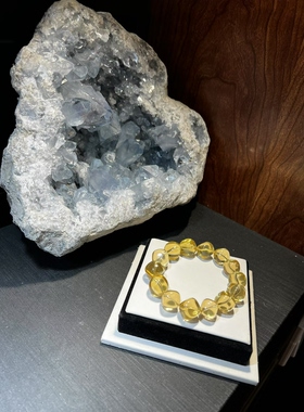 天然方糖黄水晶手链大颗粒17mm马岛全净体黄水晶手串送闺蜜礼物