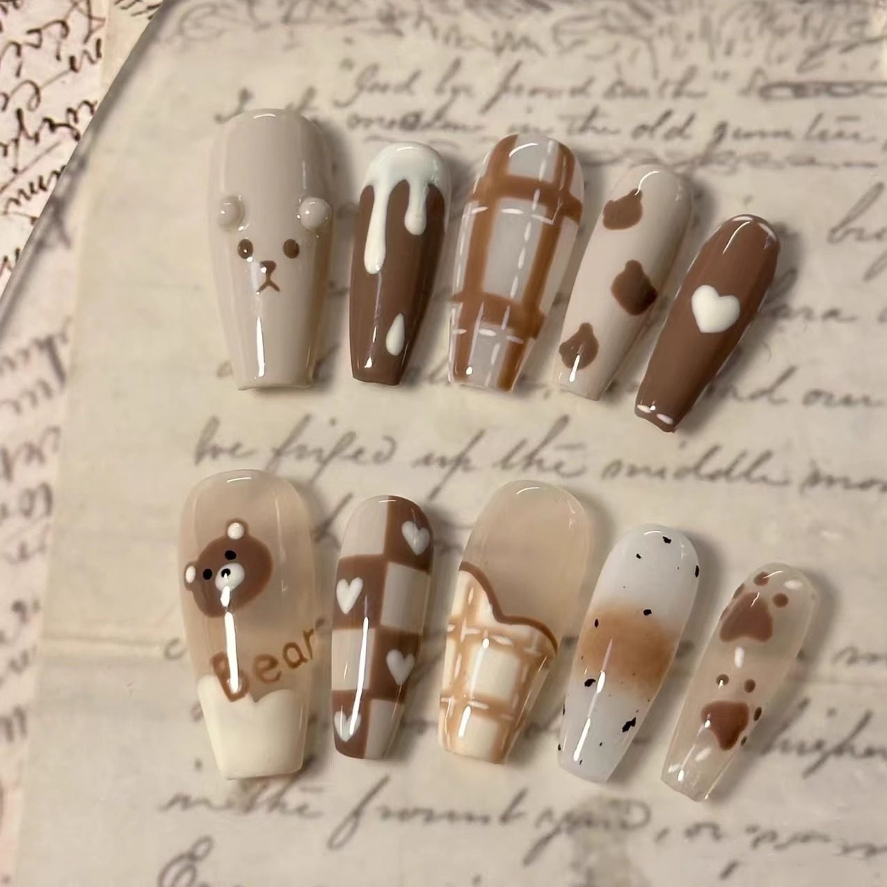 网红同款美甲贴纸可爱动物韩国小熊卡通指甲胶背贴花装饰品小图案,淘宝优惠券,粉丝福利购,淘宝优惠卷