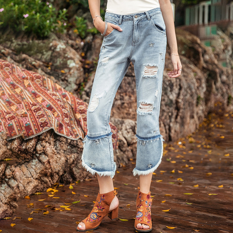  裂帛立天牛仔裤