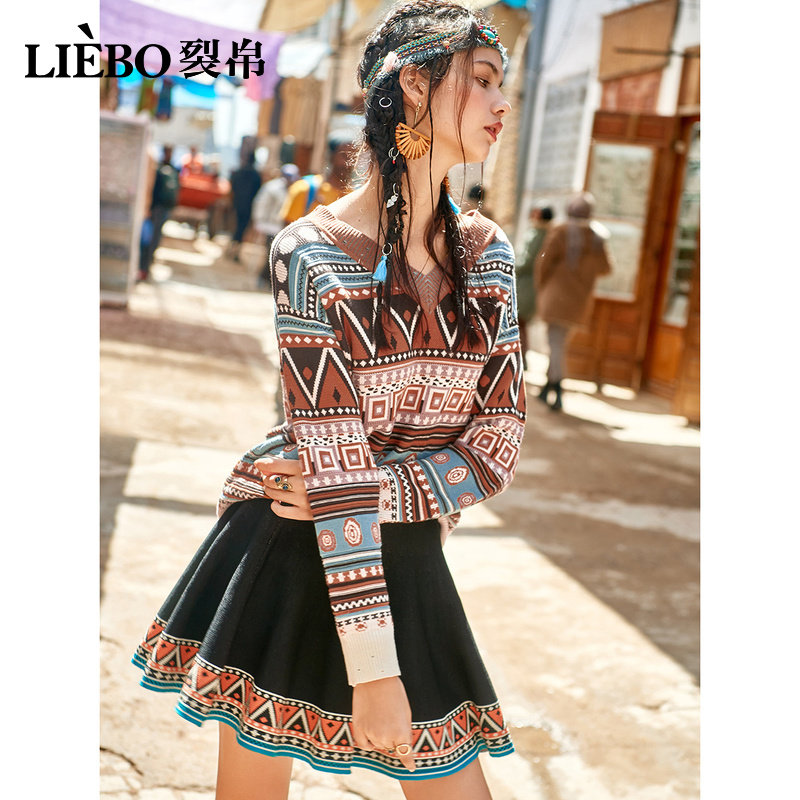 裂帛黑色女士2020新款流行半身裙 裂帛立天半身裙