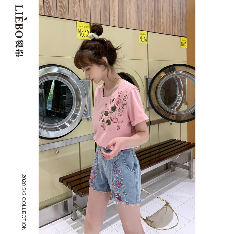 裂帛2020夏季新款复古风花鸟t恤 裂帛立天T恤