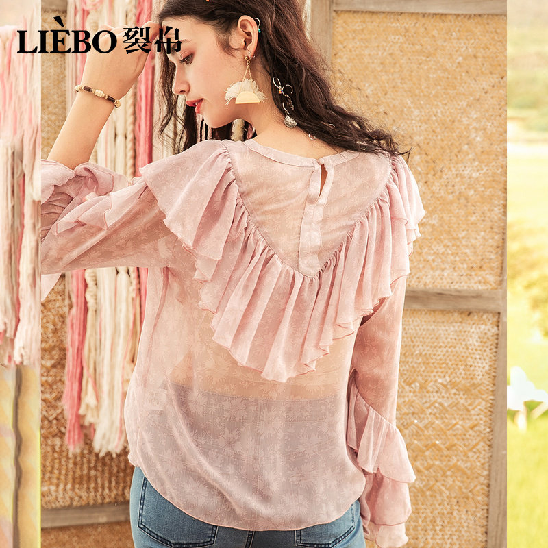  裂帛立天蕾丝衫/雪纺衫