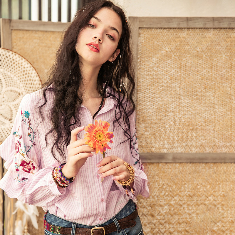 裂帛长袖百搭2020秋季新甜美衬衫 裂帛立天衬衫