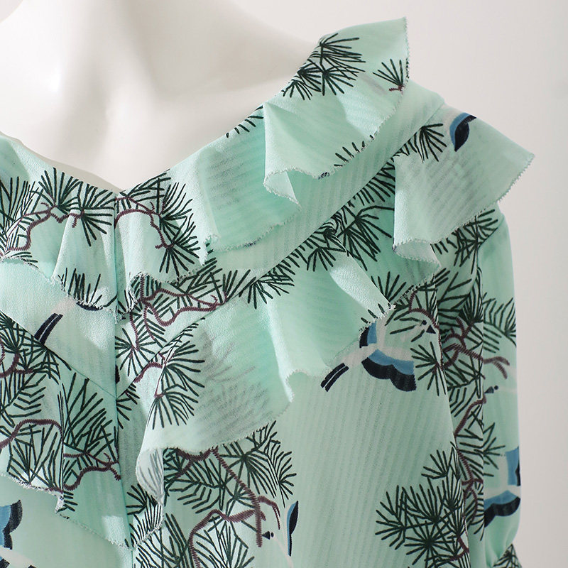 裂帛2020夏装新款系绳荷叶边衬衣 裂帛立天衬衫