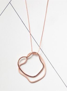 cos长款几何欧美方形吊坠项链