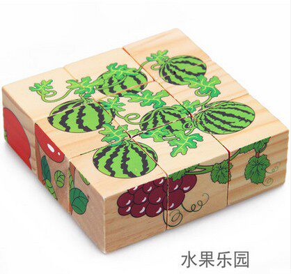 木质六面画9粒拼图儿童3D立体木制宝宝幼儿积木3-6周岁男女孩玩具 - 图2
